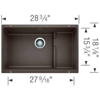 Blanco Precis Cascade SILGRANIT 29" Single Bowl Undermount Kitchen Sink with Colander - Café - Image 3