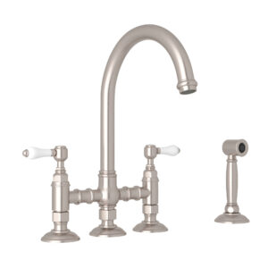 ROHL San Julio® Bridge Kitchen Faucet With Side Spray In Satin Nickel