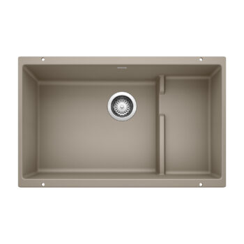Blanco Precis Cascade SILGRANIT 29" Single Bowl Undermount Kitchen Sink with Colander - Truffle