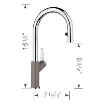 Blanco Urbena Pull-Down Dual-Spray Kitchen Faucet 1.5 GPM - Chrome/Volcano Gray - Image 5