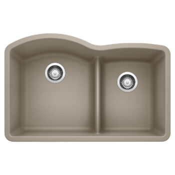 Blanco Diamond SILGRANIT 32" 60/40 Double Bowl Undermount Kitchen Sink with Low Divide - Truffle