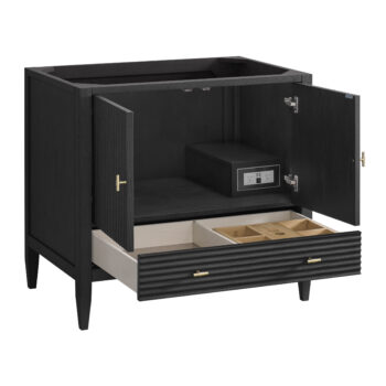 Myrrin 36" Vanity, Carbon Oak w/ Single Hole 3 CM White Zeus Quartz Top & Backsplash - Image 5