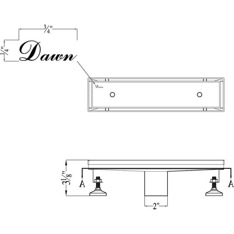 Dawn® Colorado River Series - Tile Insert Linear Shower Drain 12"L In Polished satin - Image 2