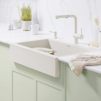 Blanco Linus Low Arc Pull-Out Dual-Spray Kitchen Faucet 1.5 GPM - Soft White - Image 10