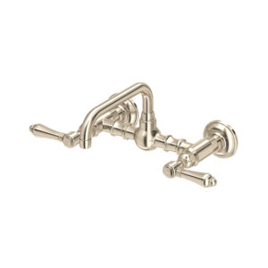 ROHL Acqui® Wall Mount Bridge Lavatory Faucet With U-Spout In Satin Nickel