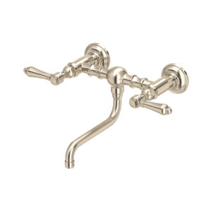 ROHL Acqui® Wall Mount Bridge Lavatory Faucet In Satin Nickel