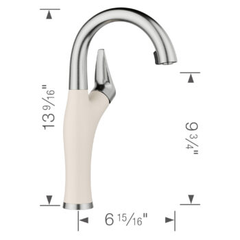 Blanco Artona Pull-Down Dual-Spray Bar Faucet 1.5 GPM - PVD Steel/Soft White - Image 3