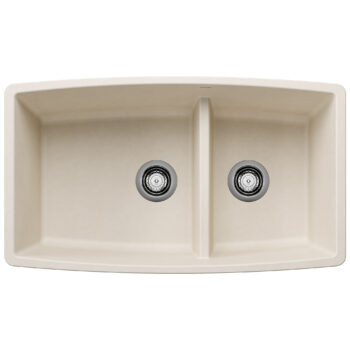 Blanco Performa SILGRANIT 33" 60/40 Double Bowl Undermount Kitchen Sink with Low Divide - Soft White