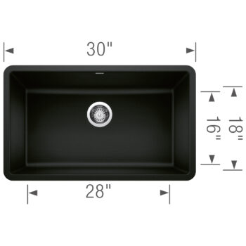 Blanco Precis SILGRANIT 30" Single Bowl Undermount Kitchen Sink - Coal Black - Image 4