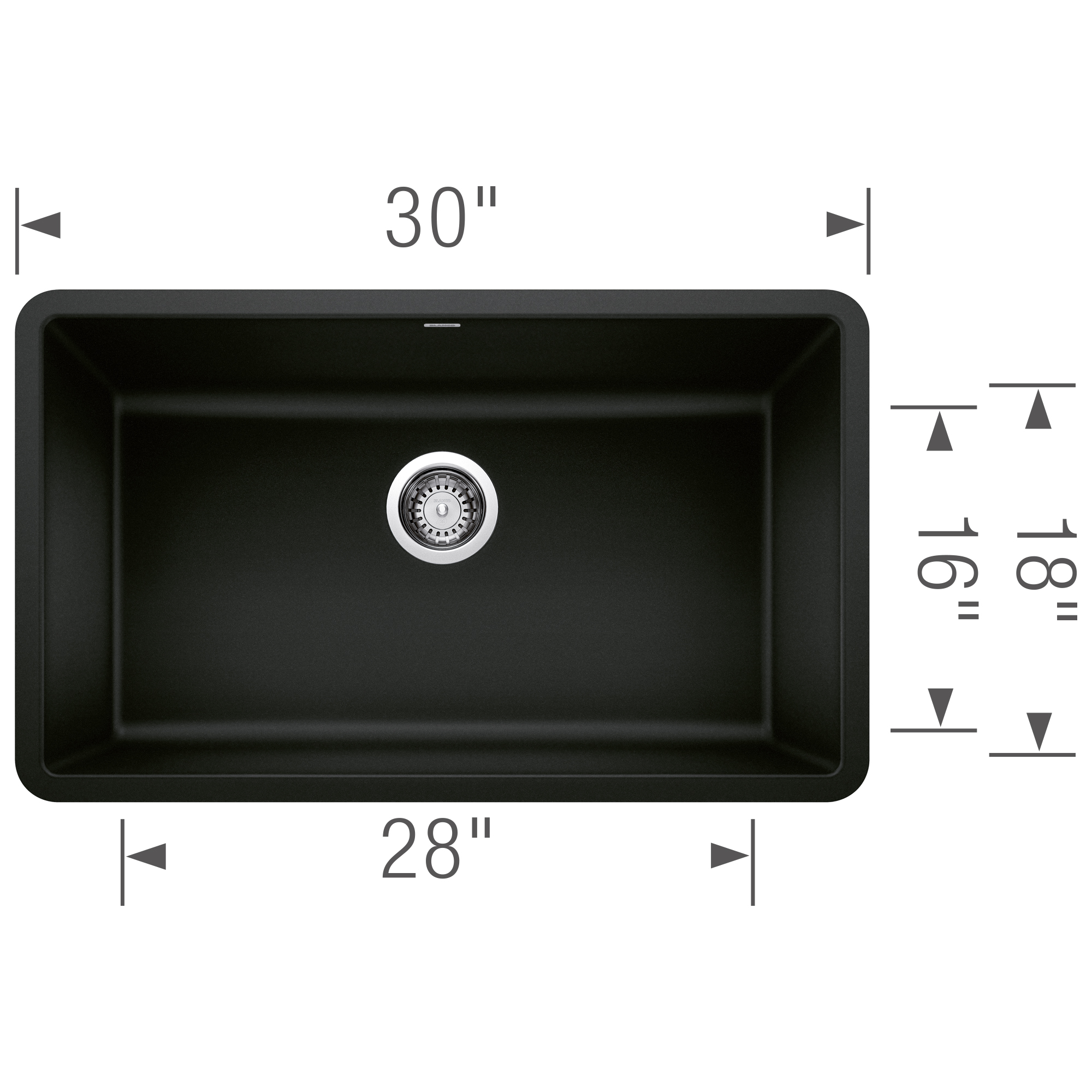 Blanco Precis SILGRANIT 30" Single Bowl Undermount Kitchen Sink - Coal Black - Image 4