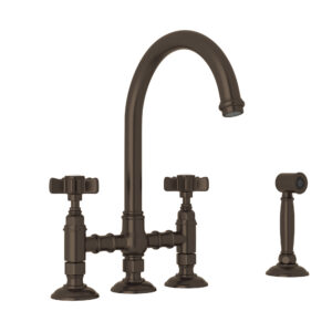 ROHL San Julio® Bridge Kitchen Faucet With Side Spray In Tuscan Brass