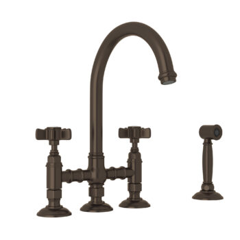 ROHL San Julio® Bridge Kitchen Faucet With Side Spray In Tuscan Brass