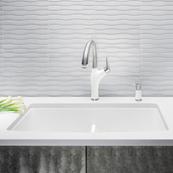 Blanco Diamond SILGRANIT 32" 50/50 Double Bowl Undermount Kitchen Sink with Low Divide - White - Image 3