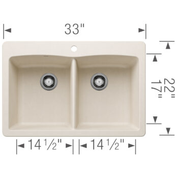 Blanco Diamond SILGRANIT 33" 50/50 Double Bowl Dual Mount Kitchen Sink - Soft White - Image 3