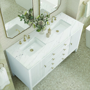 Myrrin 60" Double Vanity, Bright White w/ 3 CM Ethereal Noctis Quartz Top - Image 5
