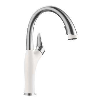 Blanco Artona Pull-Down Dual-Spray Kitchen Faucet 1.5 GPM - PVD Steel/White