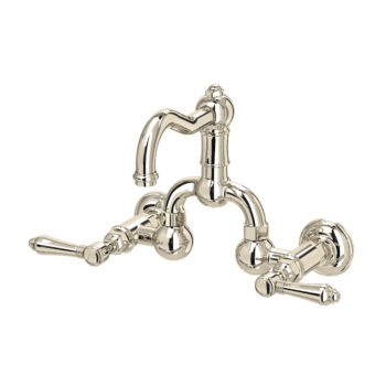 ROHL Acqui® Wall Mount Bridge Lavatory Faucet With Column Spout In Polished Nickel