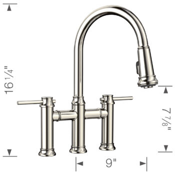 Blanco Empressa Pull-Down Dual-Spray Bridge Faucet 1.5 GPM - Polished Nickel - Image 5