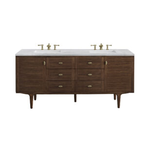 Amberly 72" Double Vanity, Mid-Century Walnut