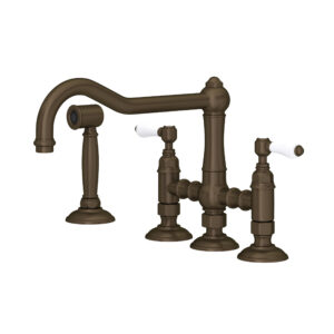 ROHL Acqui® Bridge Kitchen Faucet With Side Spray In Tuscan Brass