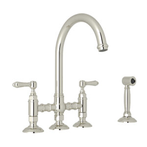 ROHL San Julio® Bridge Kitchen Faucet With Side Spray In Polished Nickel