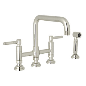 ROHL Campo™ Bridge Kitchen Faucet With Side Spray In Polished Nickel