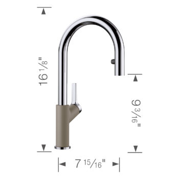Blanco Urbena Pull-Down Dual-Spray Kitchen Faucet 1.5 GPM - Chrome/Truffle - Image 7