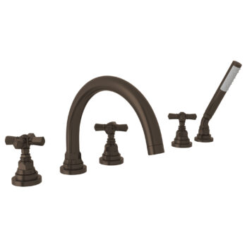 ROHL San Giovanni™ 5-Hole Deck Mount Tub Filler In Tuscan Brass