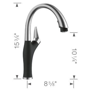 Blanco Artona Pull-Down Dual-Spray Kitchen Faucet 1.5 GPM - PVD Steel/Coal Black - Image 3