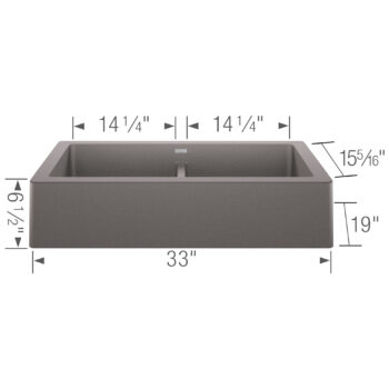 Blanco Vintera SILGRANIT 33" Double Bowl Apron-Front Farmhouse Sink - Metallic Gray - Image 3