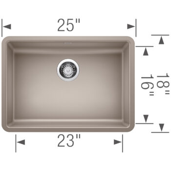 Blanco Precis SILGRANIT 25" ADA Single Bowl Undermount Kitchen Sink - Truffle - Image 3