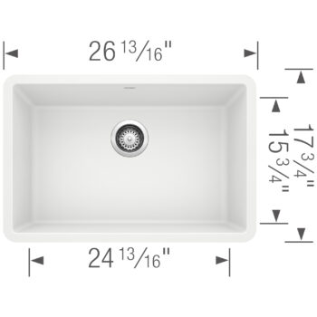 Blanco Precis SILGRANIT 27" Single Bowl Undermount Kitchen Sink - White - Image 6