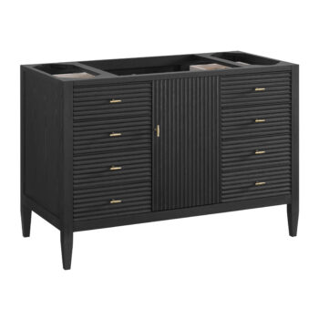 Myrrin 48" Vanity, Carbon Oak w/ Single Hole 3 CM White Zeus Quartz Top & Backsplash - Image 2