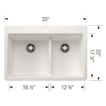 Blanco Liven SILGRANIT 33" 60/40 Double Bowl Dual Mount Kitchen Sink with Low Divide - White - Image 3