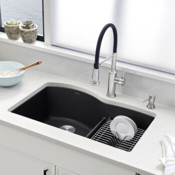 Blanco Diamond SILGRANIT 32" 60/40 Double Bowl Undermount Kitchen Sink with Low Divide - Anthracite - Image 2