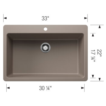 Blanco Liven SILGRANIT 33" Super Single Dual Mount Kitchen Sink - Truffle - Image 3
