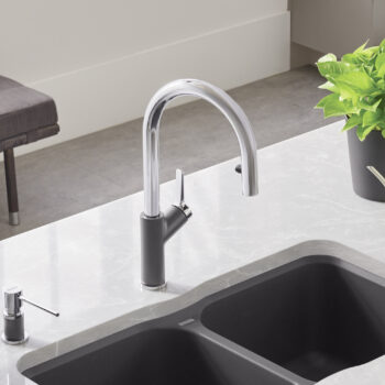 Blanco Urbena Pull-Down Dual-Spray Kitchen Faucet 1.5 GPM - Chrome/Cinder - Image 4
