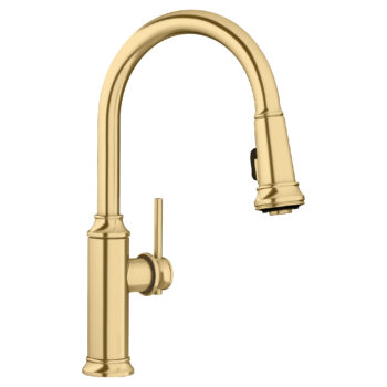 Blanco Empressa High Arc Pull-Down Dual-Spray Kitchen Faucet 1.5 GPM - Satin Gold