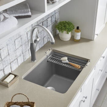Blanco Liven SILGRANIT 25" Single Bowl Dual Mount Laundry Sink - Cinder - Image 3
