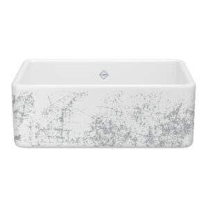 Shaws Shaker™ 30″ Single Bowl Farmhouse Apron Front Fireclay Kitchen Sink With Metallic Design In Metallic Silver