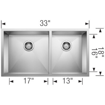 Blanco Quatrus R0 33" 60/40 Double Bowl Undermount Stainless Kitchen Sink - Image 5