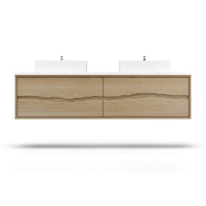 Vander 78″ Ventura Four-Drawer Double Bath Floating Vanity In American White Oak