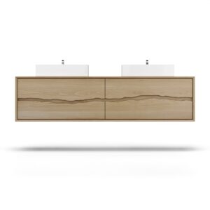 Vander 72″ Ventura Four-Drawer Double Bath Floating Vanity With Integrated Countertop In American White Oak