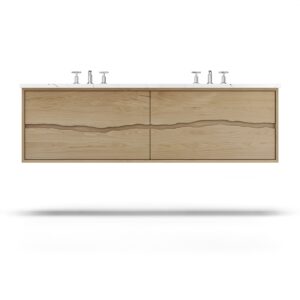Vander 84″ Ventura Four-Drawer Double Bath Floating Vanity In American White Oak