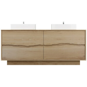 Vander 72″ Ventura Four-Drawer Double Bath Vanity With Integrated Countertop In American White Oak