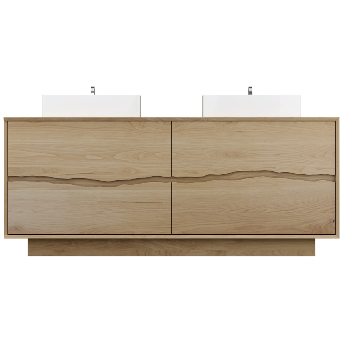 Vander 78" Ventura Four-Drawer Double Bath Vanity With Integrated Countertop In American White Oak