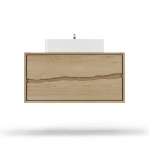 Vander 30″ Ventura Two-Drawer Single Bath Floating Vanity With Integrated Countertop In American White Oak