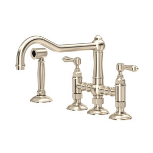 ROHL Acqui® Bridge Kitchen Faucet With Side Spray In Satin Nickel