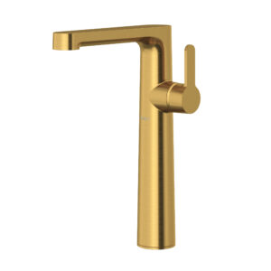 Riobel Nibi™ Single Handle Tall Lavatory Faucet In Brushed Gold