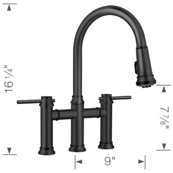 Blanco Empressa Pull-Down Dual-Spray Bridge Faucet 1.5 GPM - Matte Black - Image 6